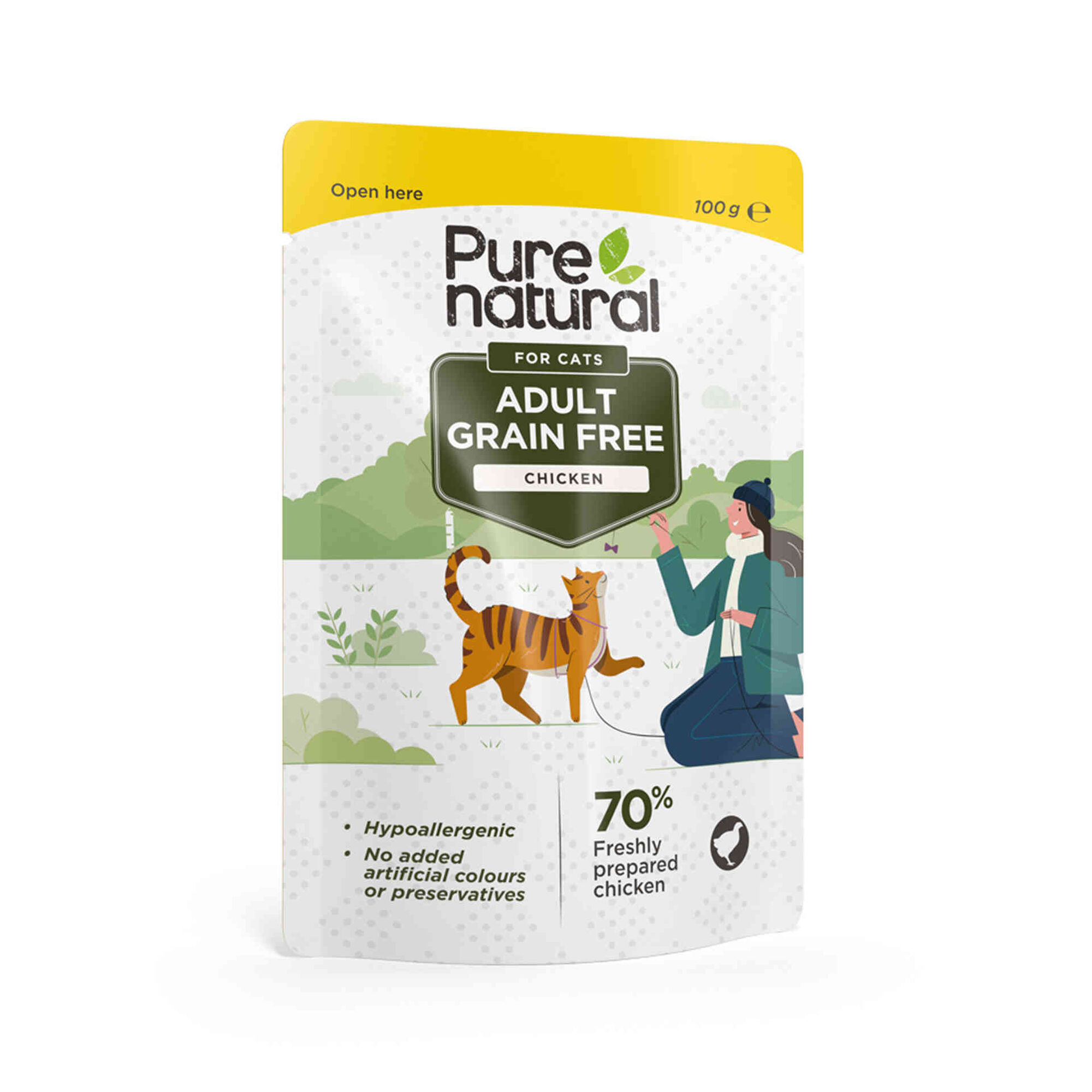 Comida H&uacute;mida para Gato Adulto Sem Cereais Frango Purenatural