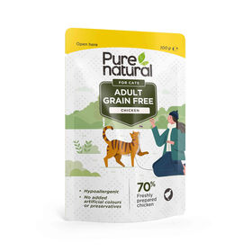 Comida H&uacute;mida para Gato Adulto Sem Cereais Frango Purenatural