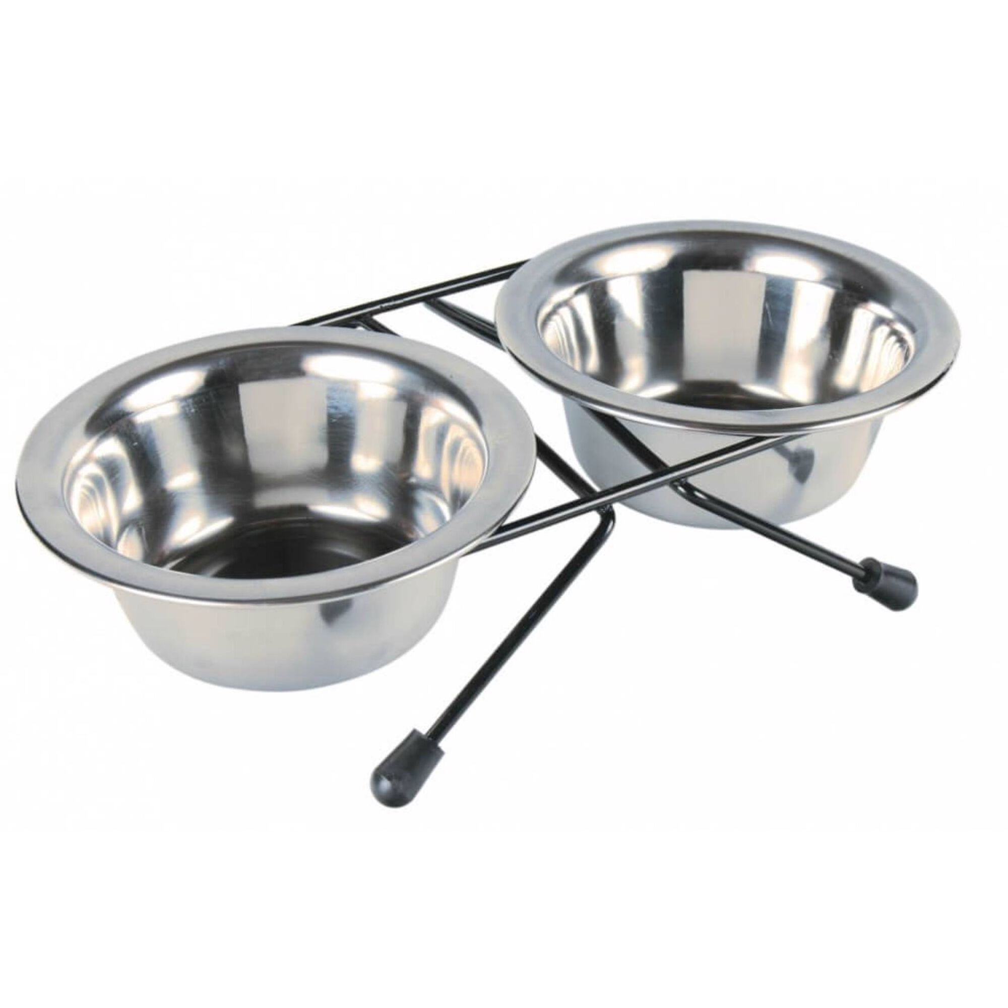 Suporte Duplo com 2 Comedouros Inox