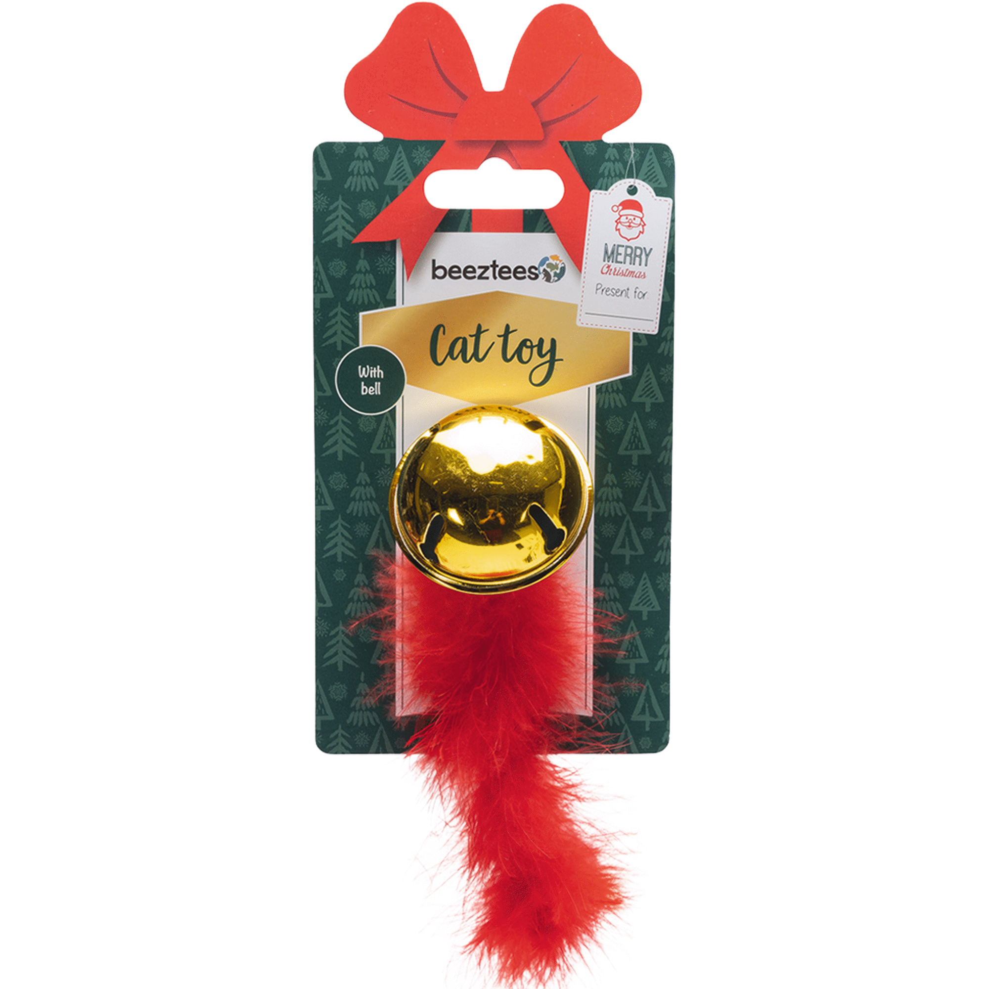 Brinquedo para Gato Guizo Natal com Pena Vermelha Beeztees