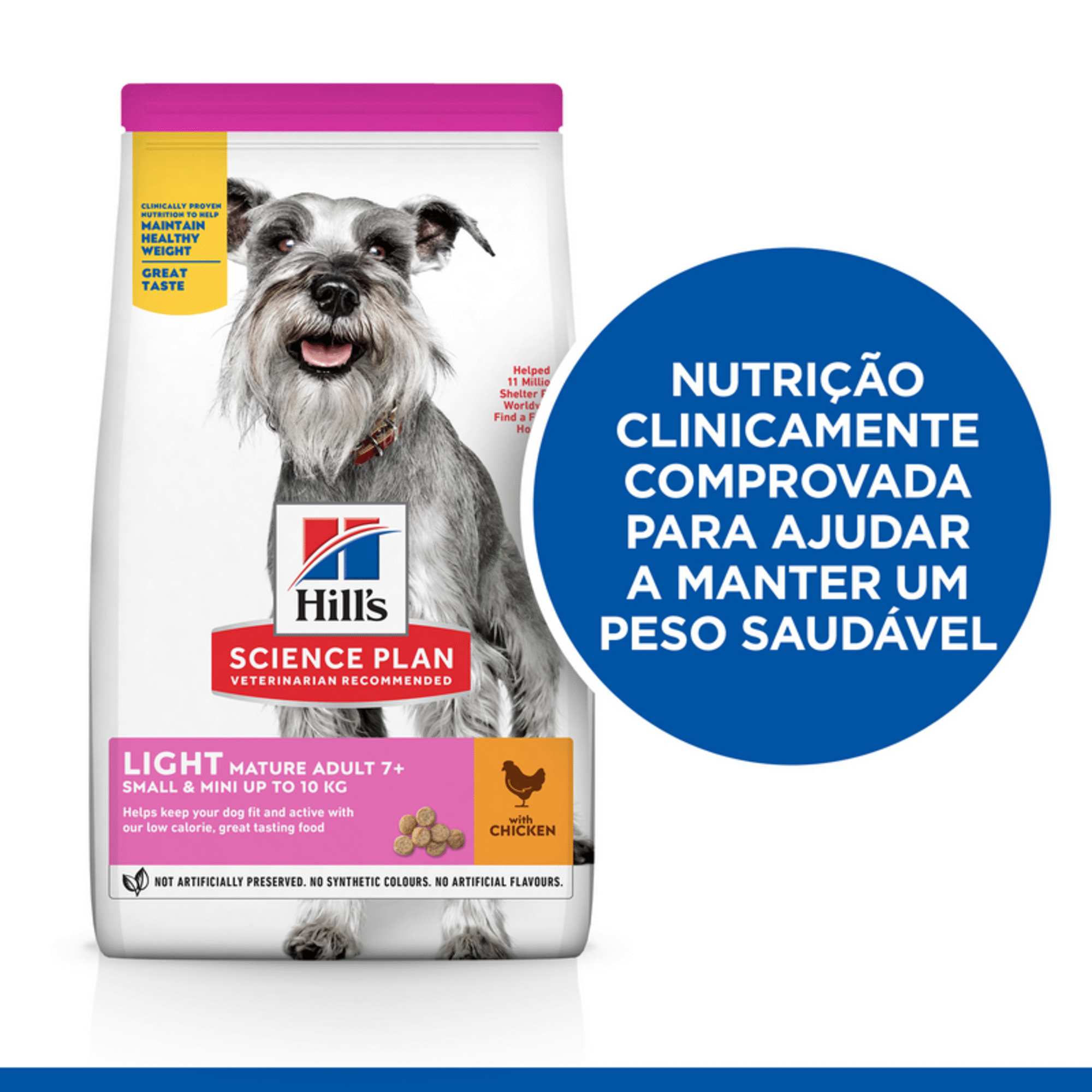 Ração para Cão Adulto Mini Science Plan Light 7+ Frango