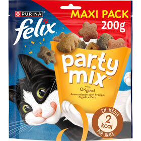 Snack para Gato Adulto Party Mix Original Frango, Fígado e Peru