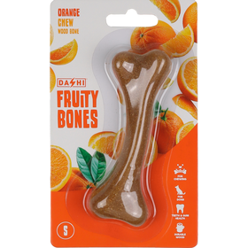 Snack para Cão Osso Mordedor Madeira Fruity Bone Laranja S