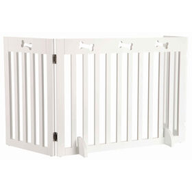 Barreira de Proteção para Cão com 3 Elementos Lacado Branco 82-124x61cm