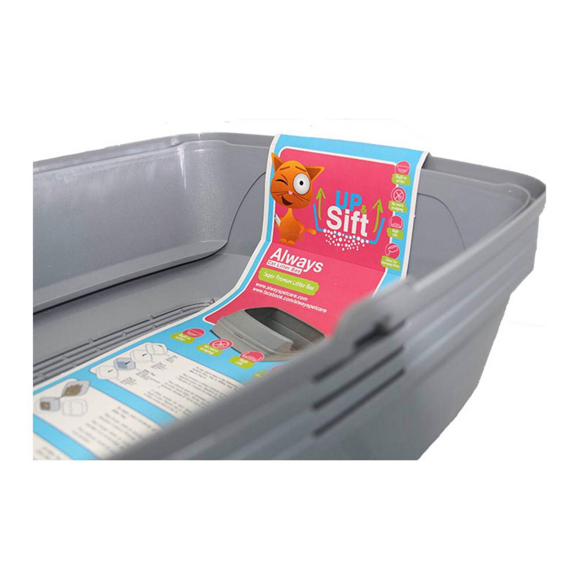 Tabuleiro de Areia para Gato Cinza 24x37x50 cm