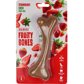 Snack para Cão Osso Mordedor Madeira Fruity Bone Morango L
