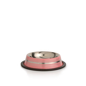 Comedouro e Bebedouro Inox Riscas Rosa