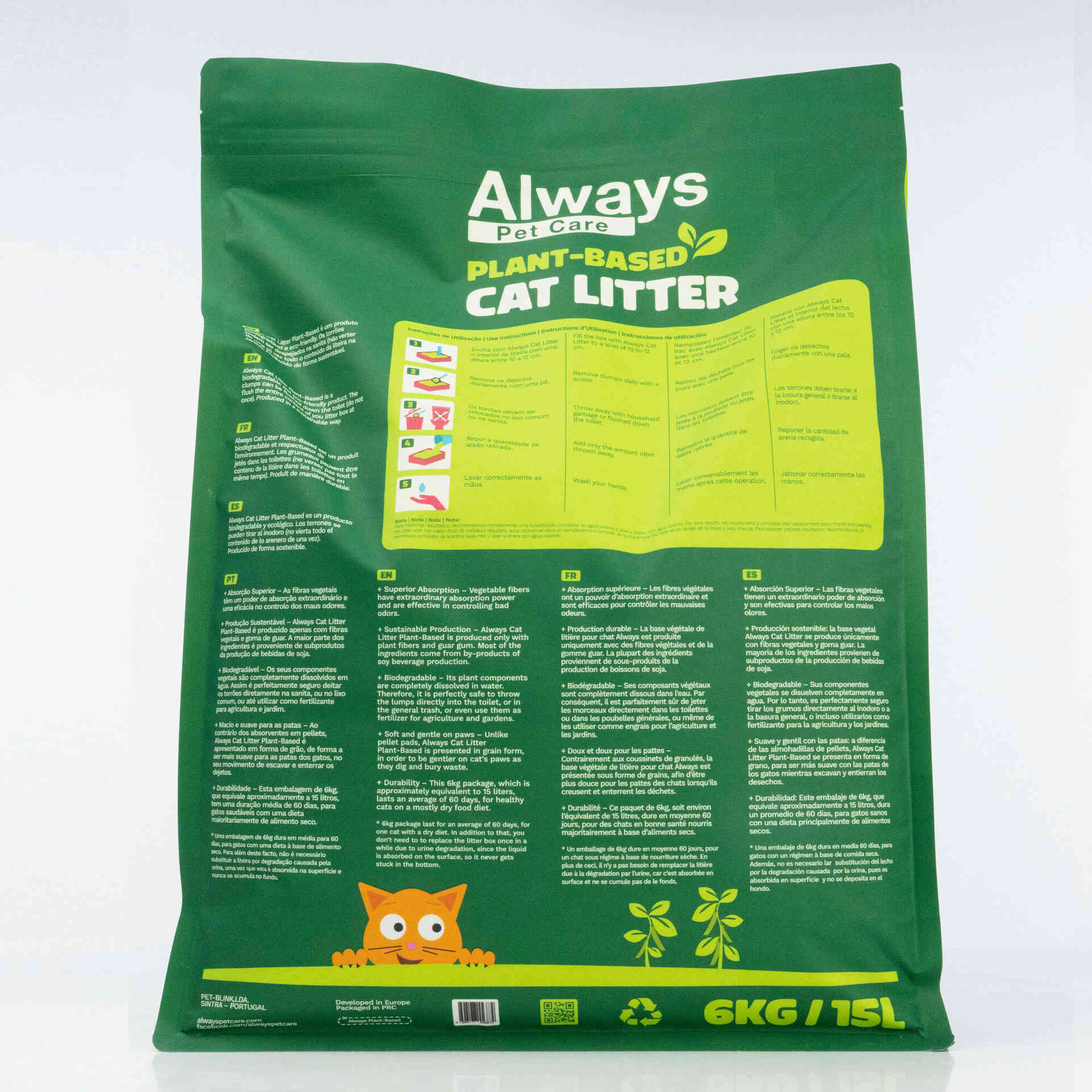 Areia Absorvente Aglomerante Plant-Based