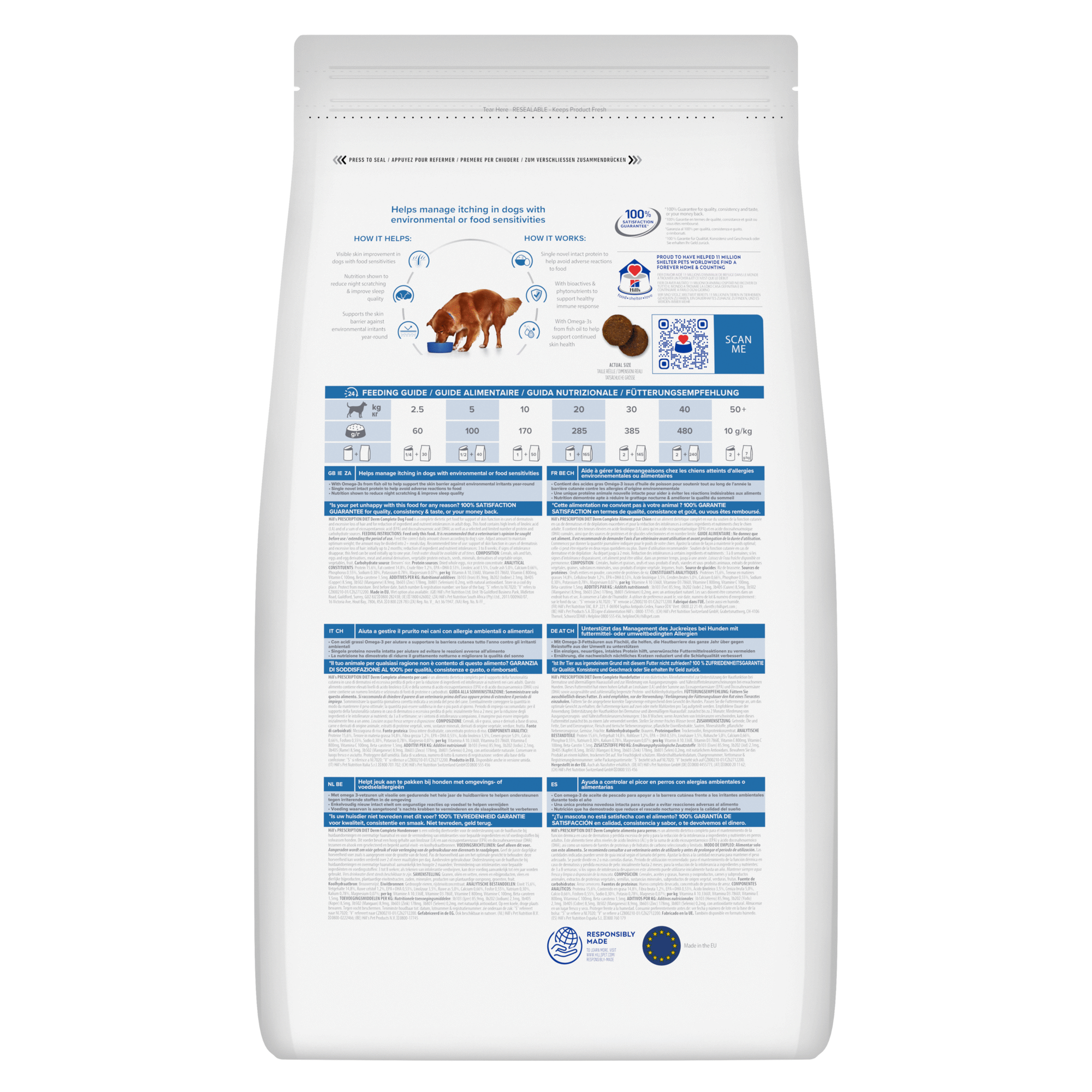 Ra&ccedil;&atilde;o para C&atilde;o Adulto Prescription Diet Derm Complete Frango