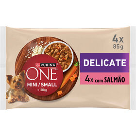 Comida H&uacute;mida para C&atilde;o Adulto Delicate Salm&atilde;o Purina One Mini