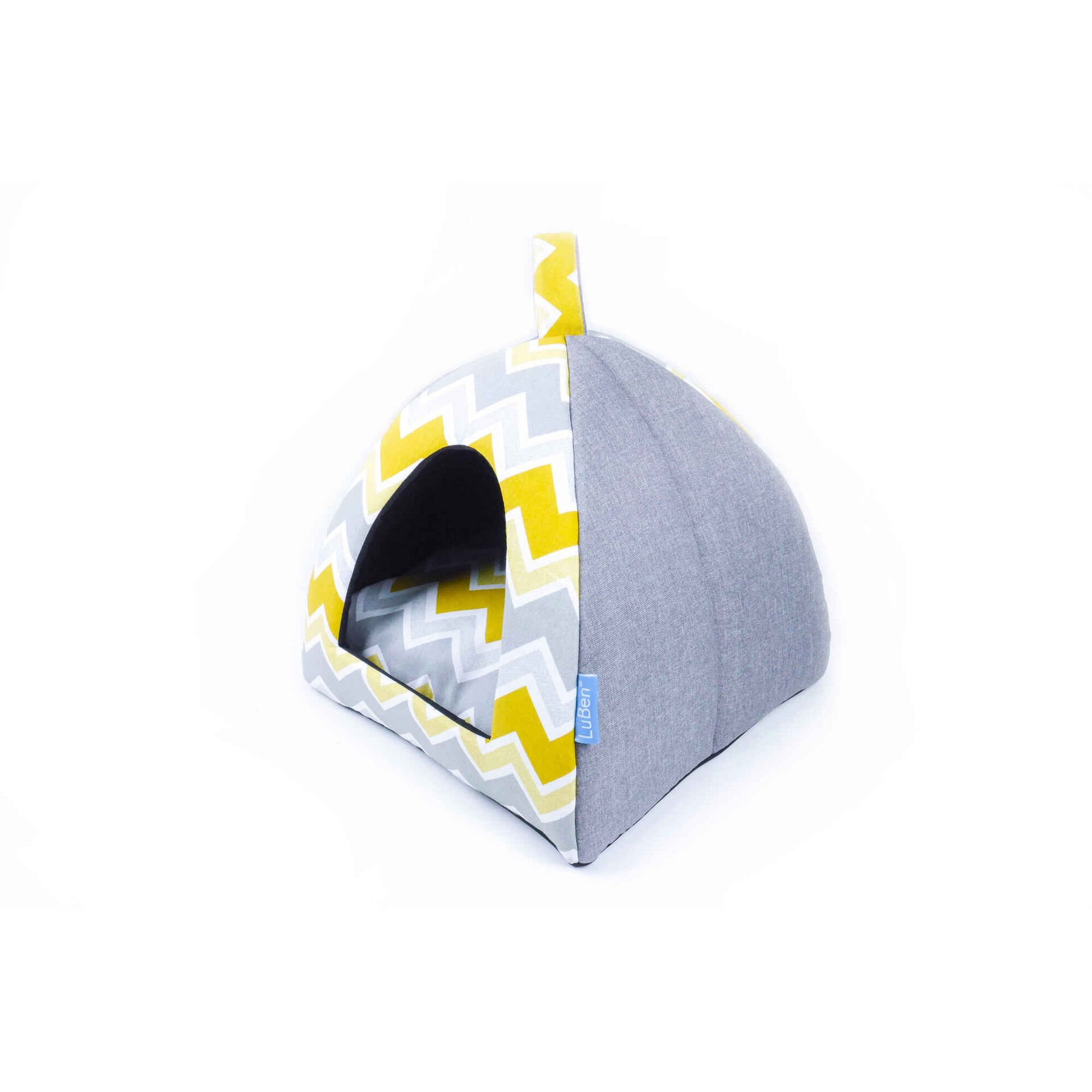 Igloo para Cão e Gato Spring Chevron Cinza e Mostarda M