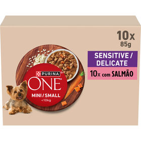 Comida H&uacute;mida para C&atilde;o Mini Delicate Salm&atilde;o Purina One Mini
