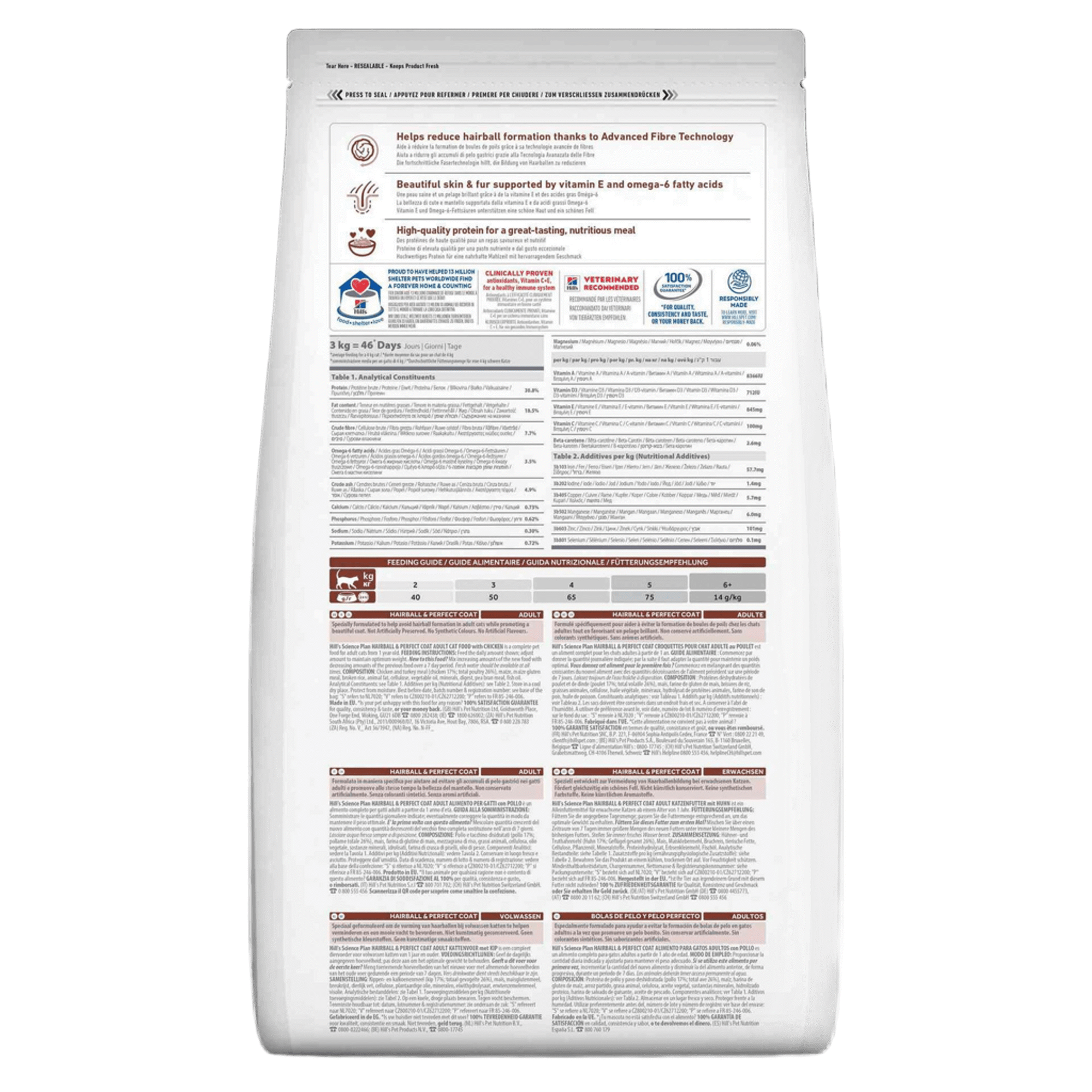 Ra&ccedil;&atilde;o para gato Adulto Science Plan Hairball & Perfect Coat Frango