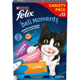 Snack para Gato Adulto Deli Moments Frango, Salm&atilde;o e Pato Purina Felix