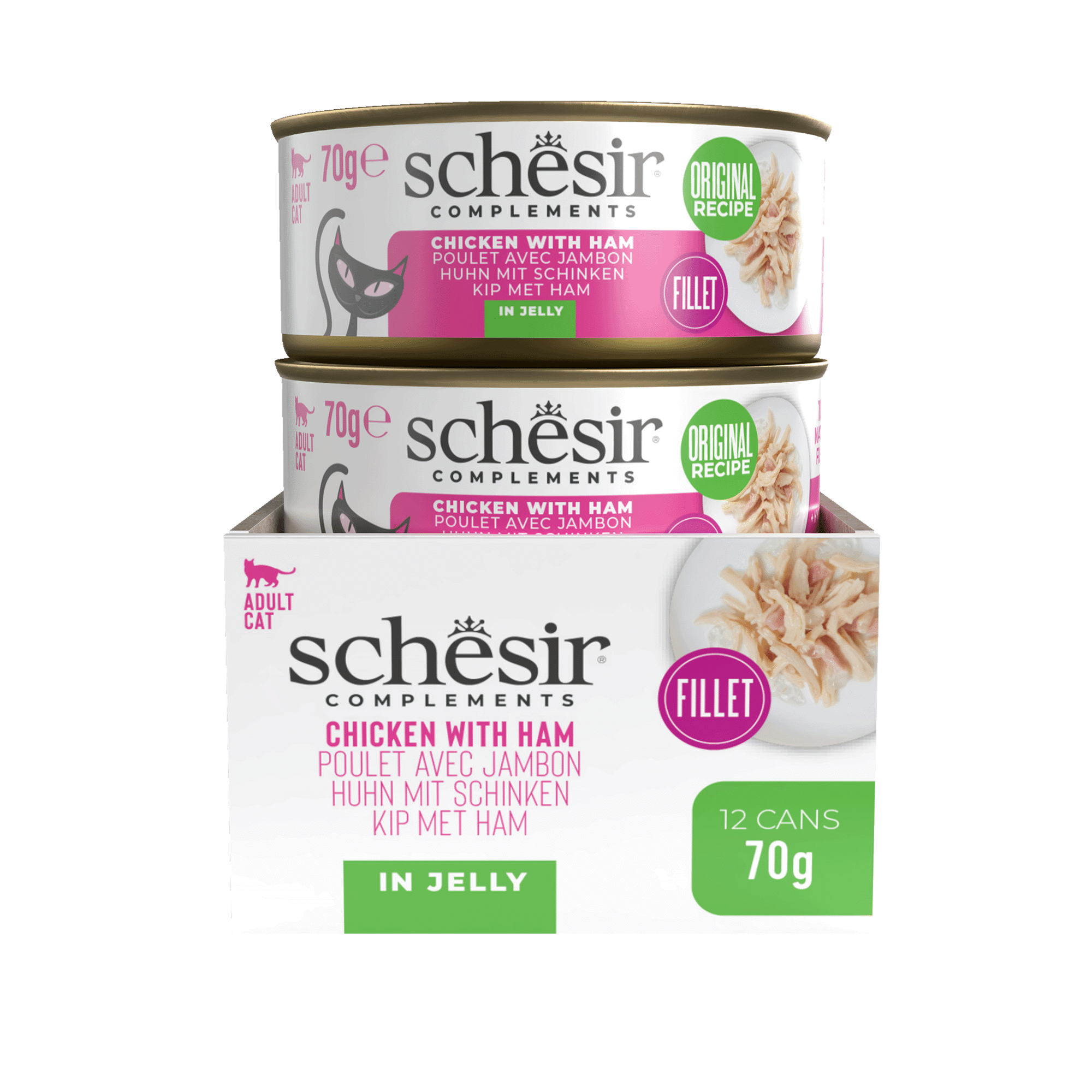 Comida H&uacute;mida para Gato Adulto Frango e Presunto em Gelatina