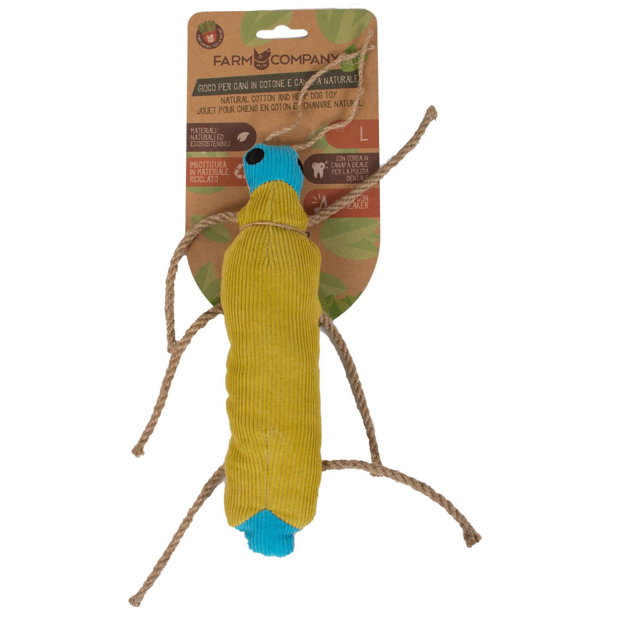 Brinquedo para C&atilde;o Natural Escaravelho Corda+Som Natural 21 cm Farm Company