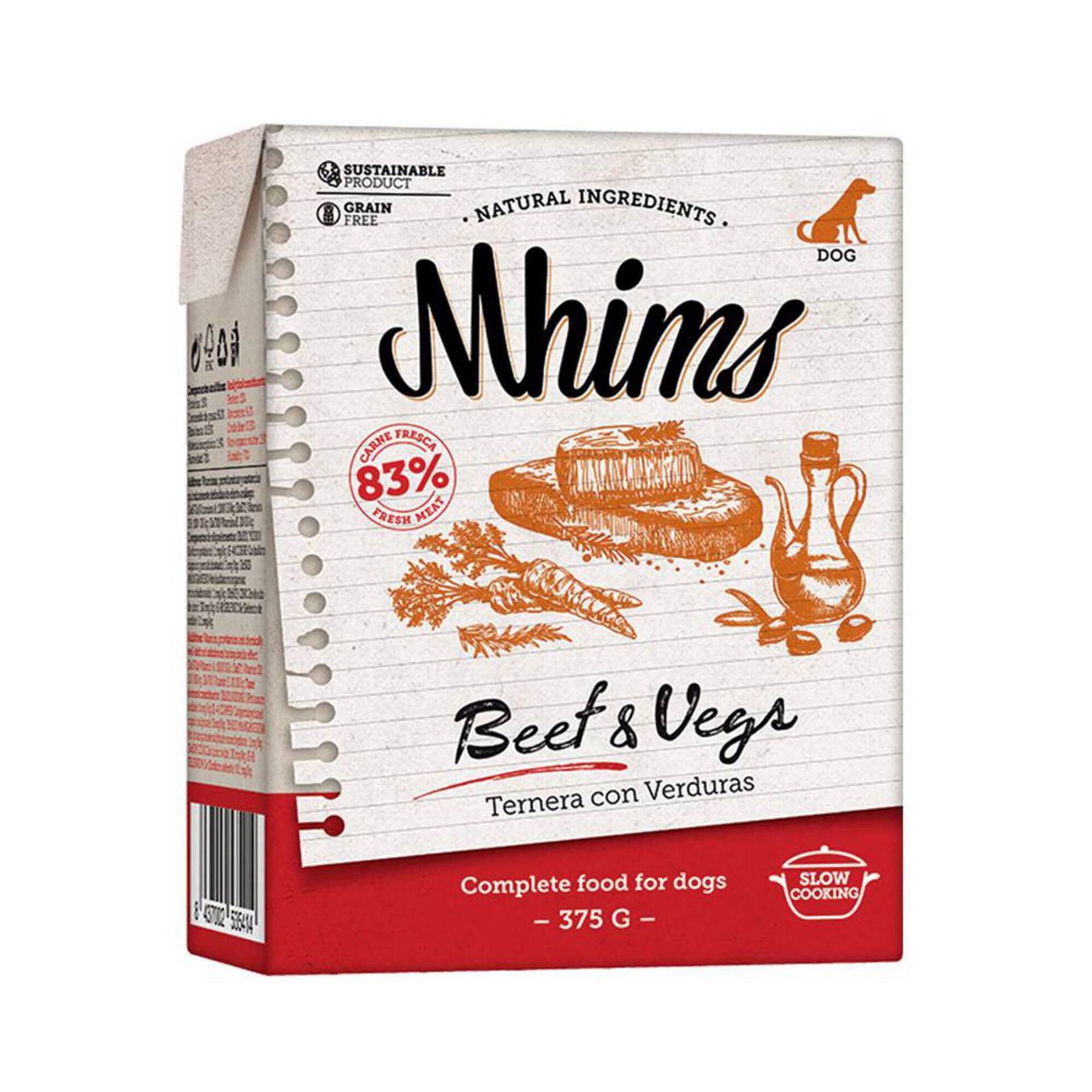 Comida Húmida para Cão Adulto Sem Cereais Vaca e Vegetais
