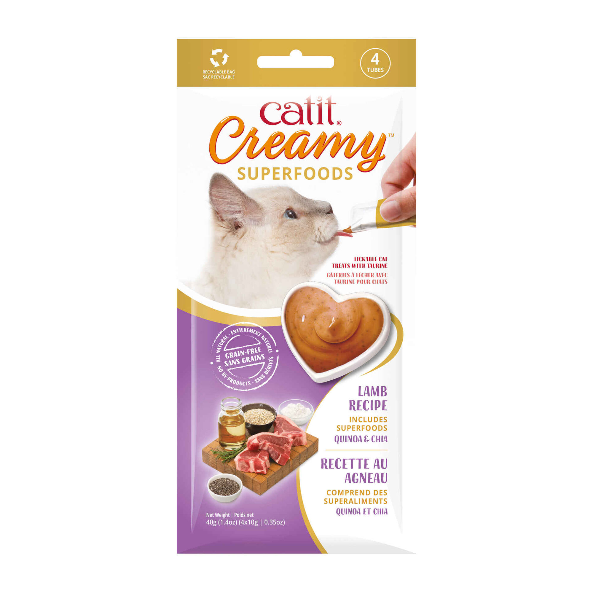 Puré para Gato Creamy Cordeiro, Quinoa e Chia