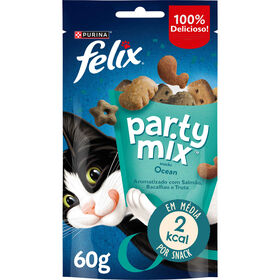 Snack para Gato Adulto Party Mix Ocean Salmão, Pescada e Truta