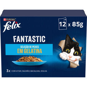 Comida Húmida para Gato Fantastic Seleção Peixes em Gelatina Comida Húmida para Gato Fantastic Seleção Peixes em Gelatina