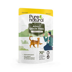 Comida H&uacute;mida para Gato Adulto Sem Cereais Peru e Pato Purenatural