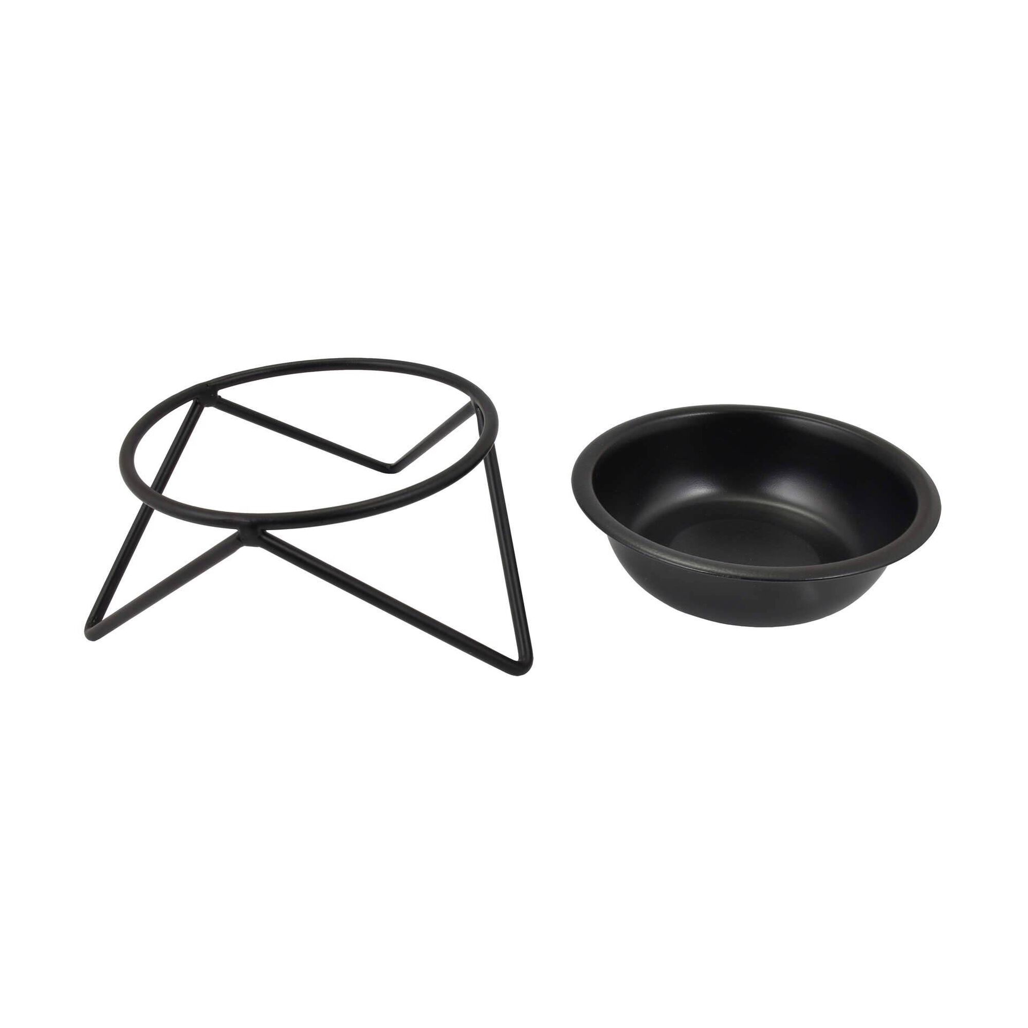 Comedouro Inox Grafite com Suporte