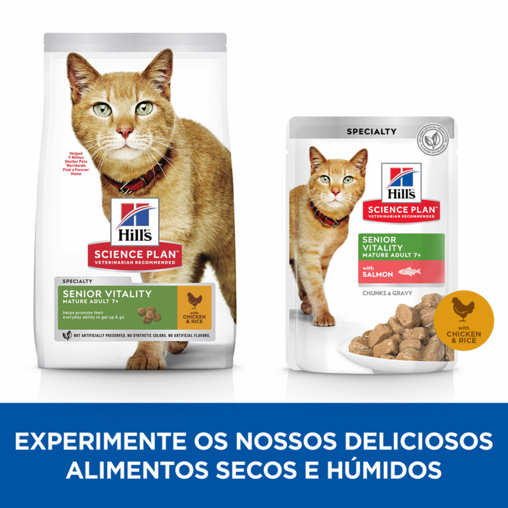 Ração para Gato Adulto Science Plan Vitality 7+ Frango