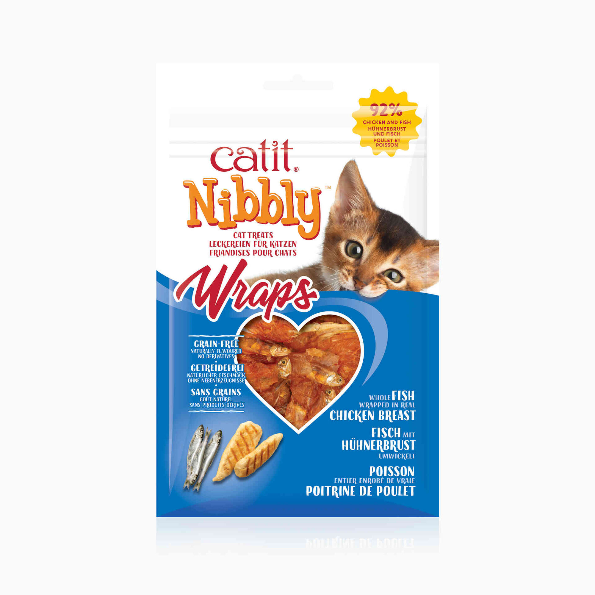 Snack para Gato Nibbly Wrap Frango e Peixe