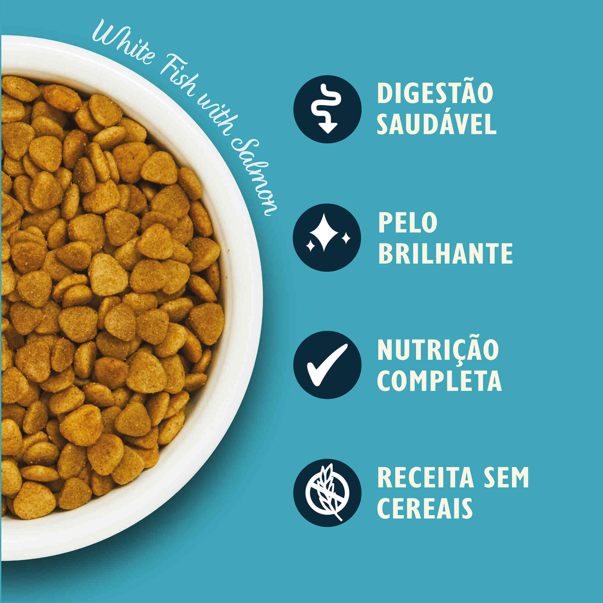 Ração para Gato Adulto de Peixe Branco e Salmão