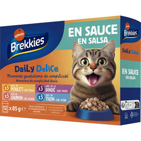 Comida H&uacute;mida para Gato Adulto Frango, Peru, Salm&atilde;o e Atum em Molho