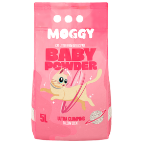 Areia Absorvente Aglomerante Baby Powder Moggy