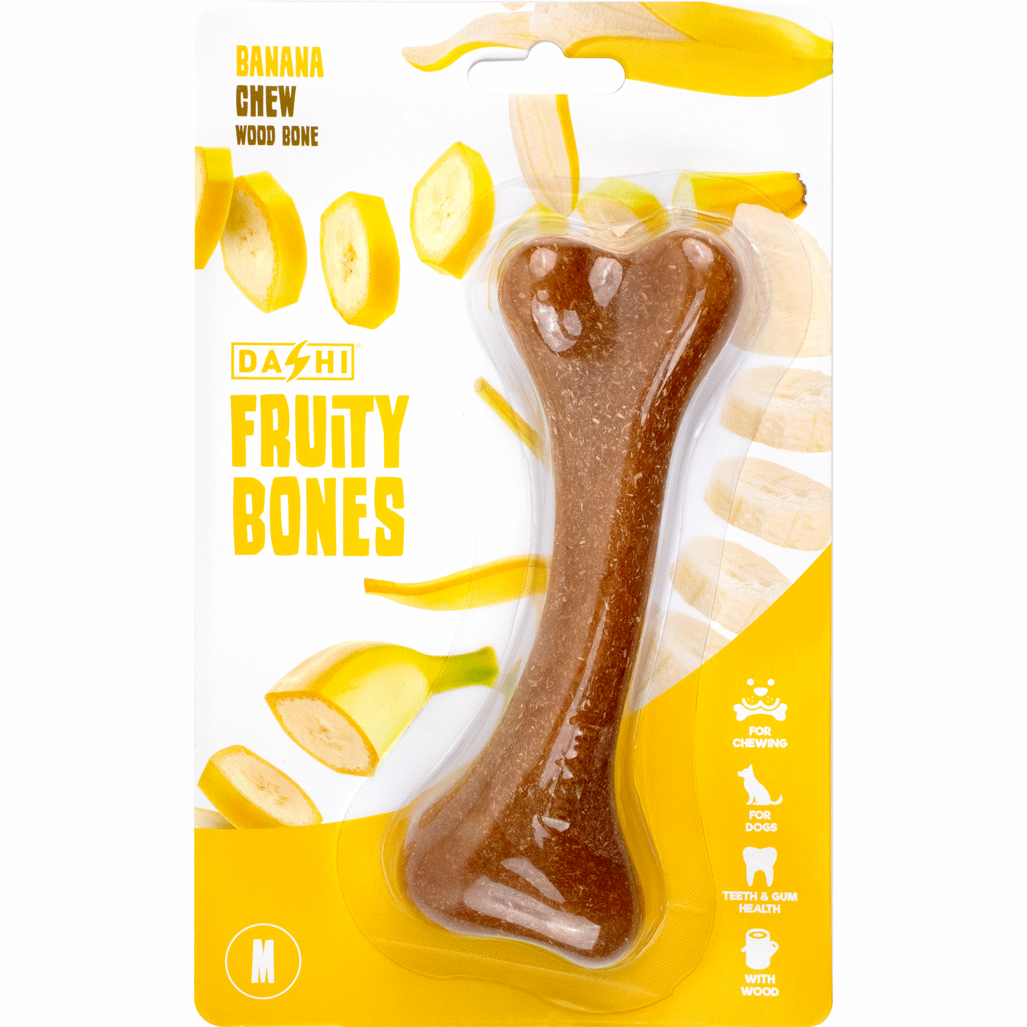 Snack para C&atilde;o Osso Mordedor Madeira Fruity Bone Banana M