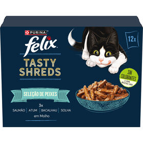 Comida Húmida para Gato Tasty Shreds Seleção Peixes Salmão Atum Bacalhau e Solha Comida Húmida para Gato Tasty Shreds Seleção Peixes Salmão Atum Bacalhau e Solha