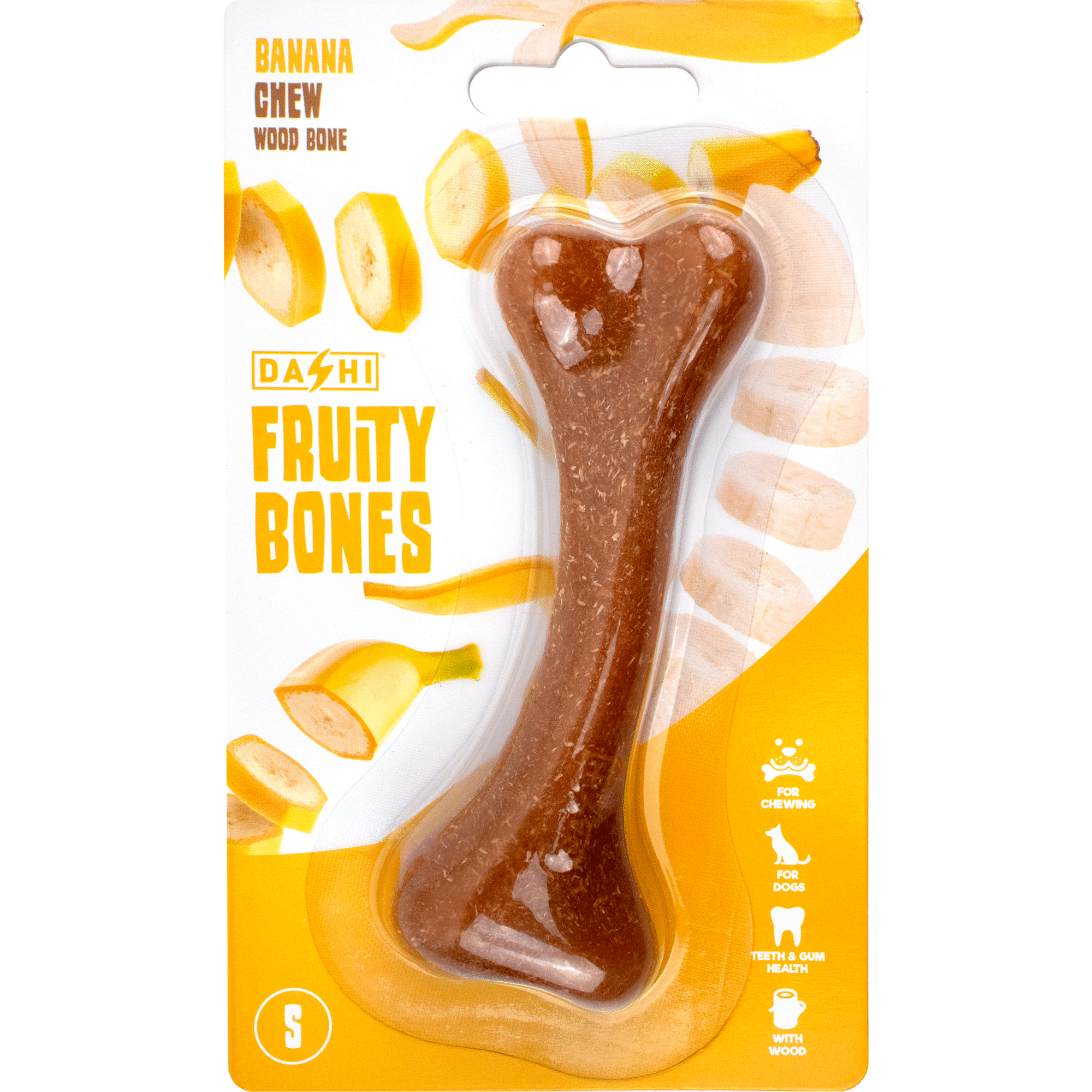 Snack para C&atilde;o Osso Mordedor Madeira Fruity Bone Banana S