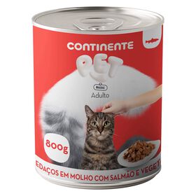 Comida H&uacute;mida para Gato Adulto Peda&ccedil;os em Molho Salm&atilde;o e Vegetais Continente Pet Basic