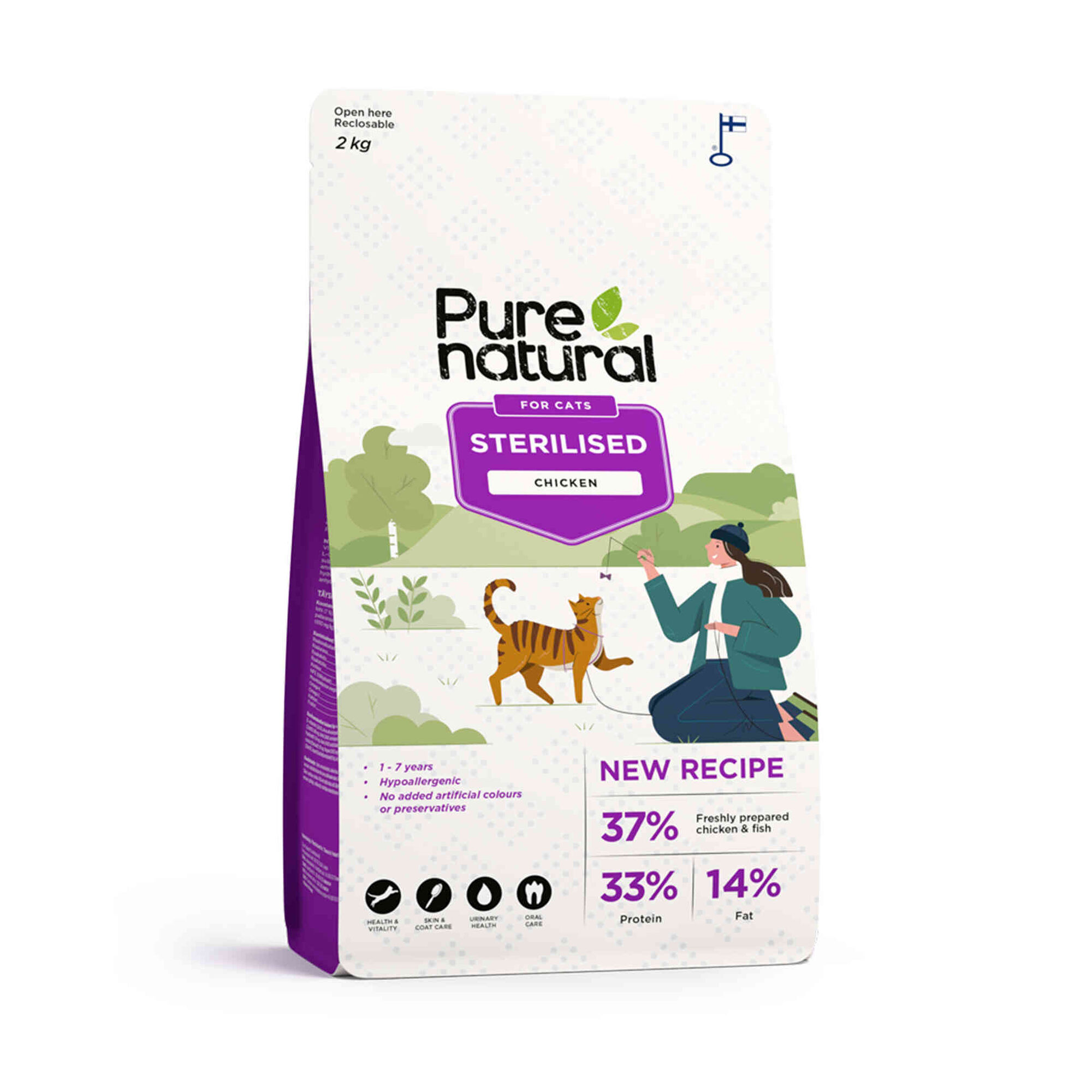 Ra&ccedil;&atilde;o para Gato Adulto Esterilizado Frango Purenatural