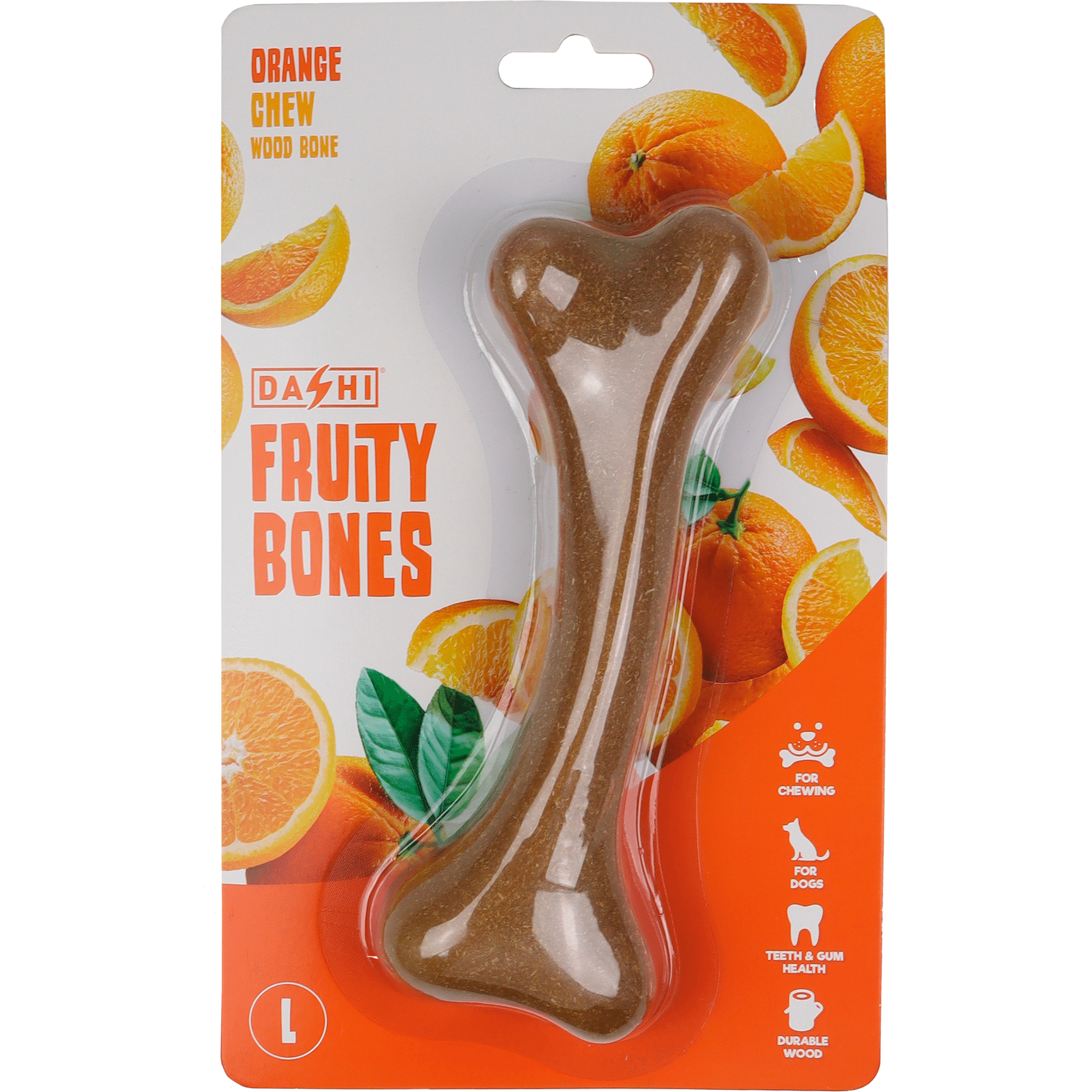 Snack para C&atilde;o Osso Mordedor Madeira Fruity Bone Laranja L