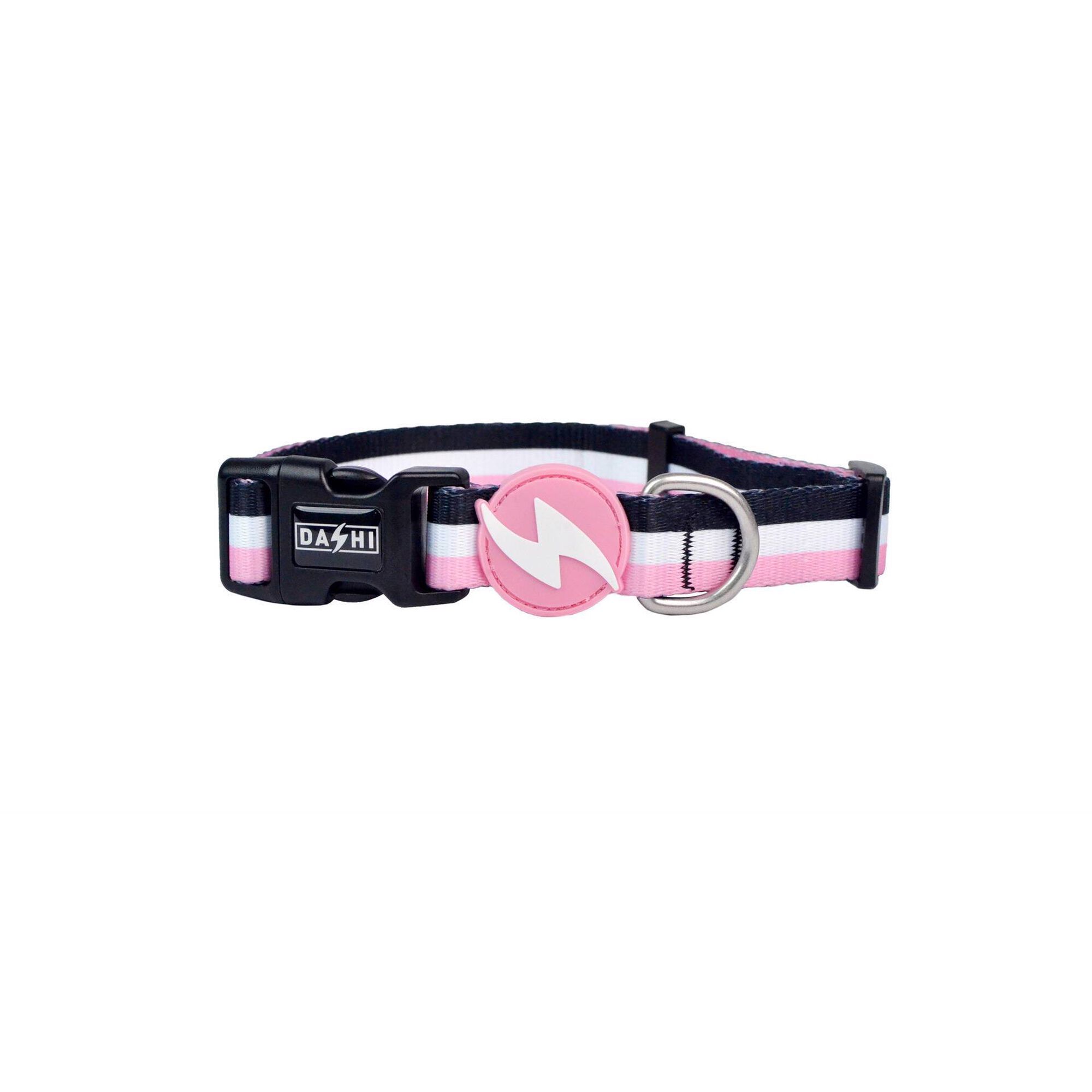 Coleira para Cão Stripes3 Rosa e Preto M