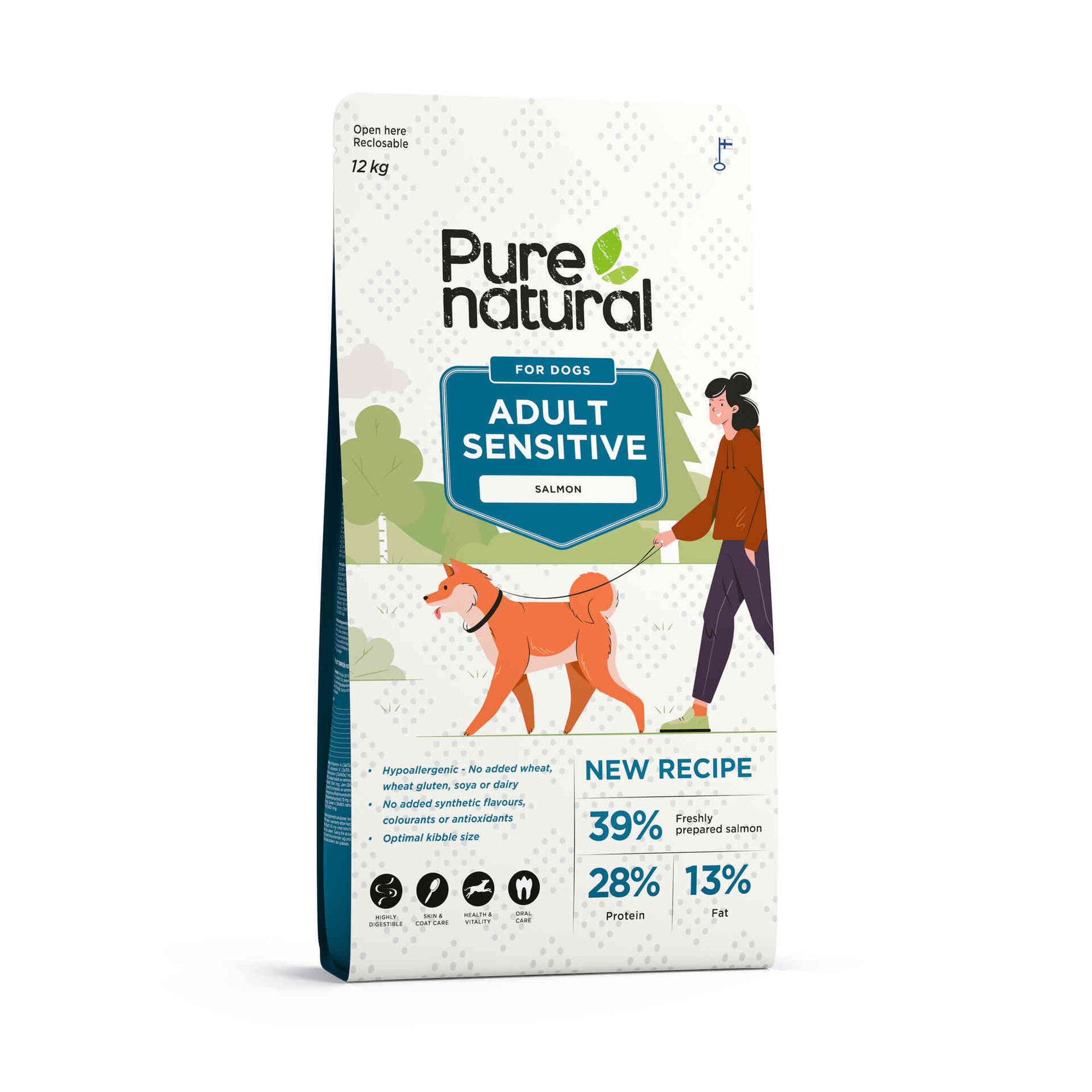 Ra&ccedil;&atilde;o para C&atilde;o Adulto Sensitive Salm&atilde;o Purenatural