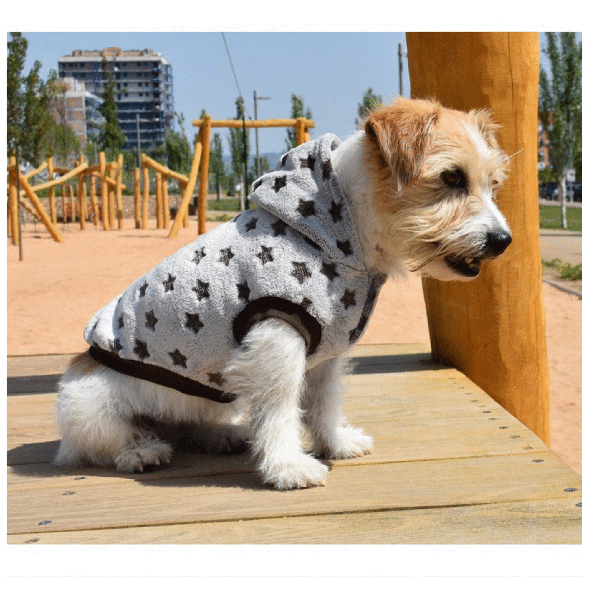 Camisola para Cão Polar Capuz com Estrelas 30 cm