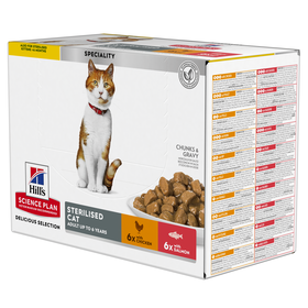 Comida Húmida para Gato Adulto Esterilizado Science Plan Frango e Salmão