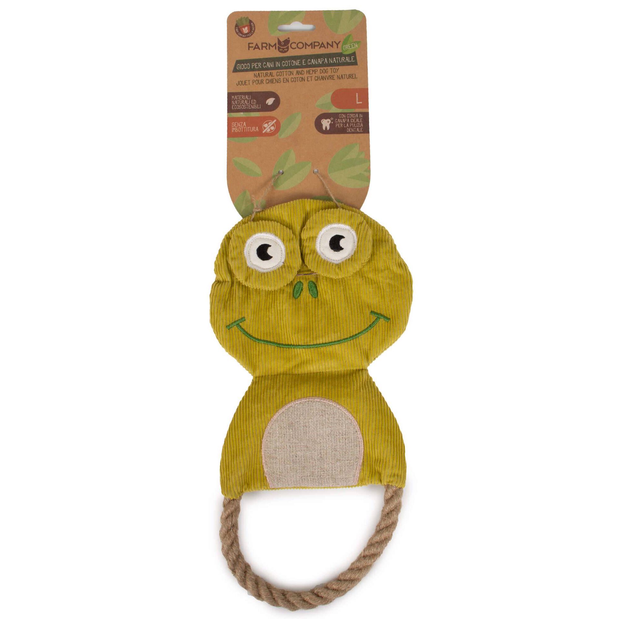 Brinquedo para C&atilde;o Peluche Sapo com Corda Natural 32 cm Farm Company