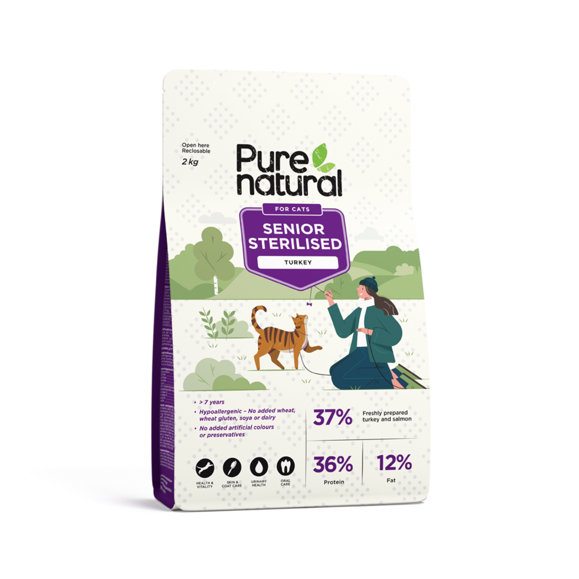 Ra&ccedil;&atilde;o para Gato S&eacute;nior Esterilizado Peru Purenatural