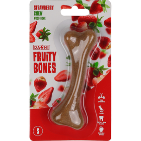 Snack para Cão Osso Mordedor Madeira Fruity Bone Morango S