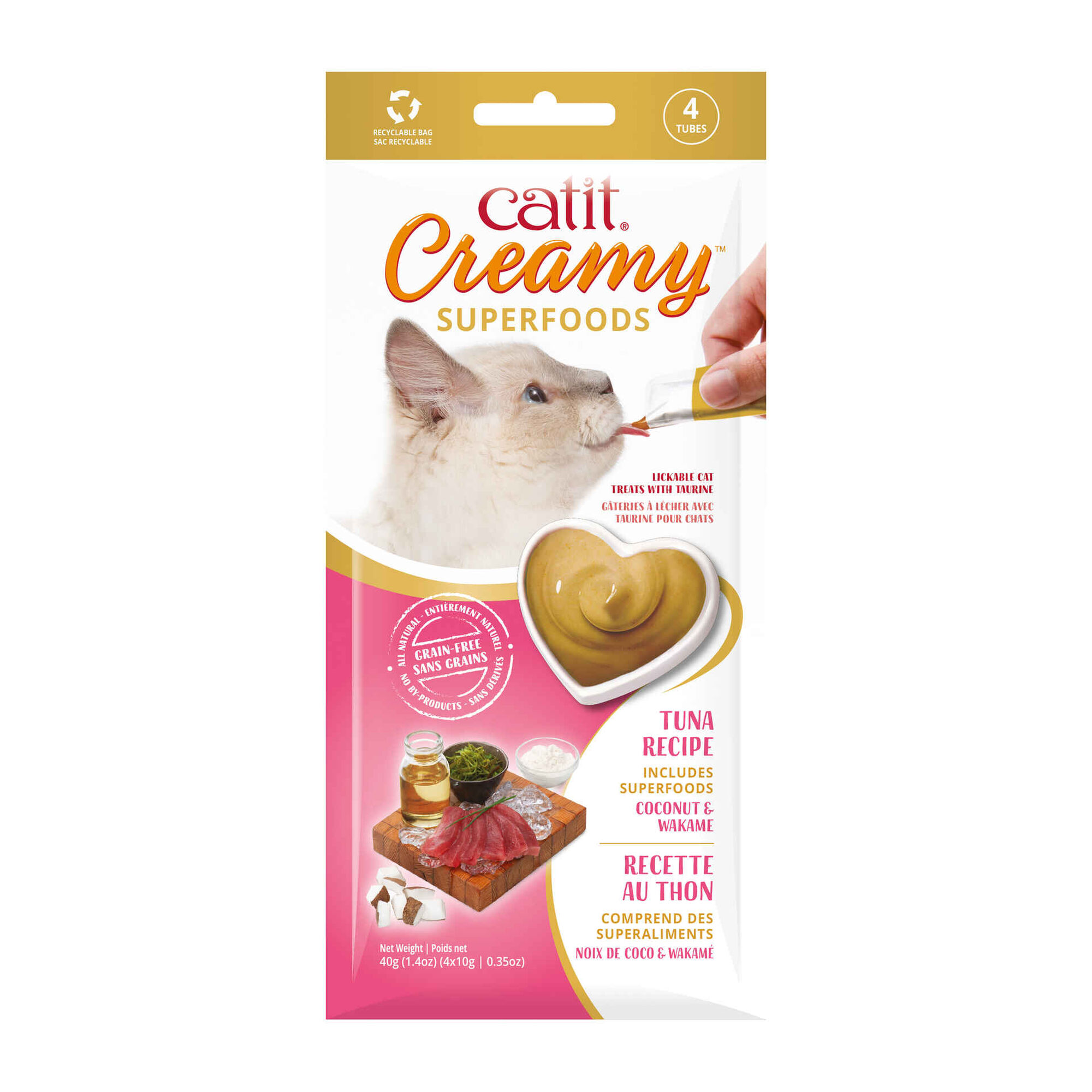 Puré para Gato Creamy Atum, Côco e Wakame