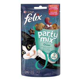 Snack para Gato Adulto Party Mix Ocean Salmão, Pescada e Truta