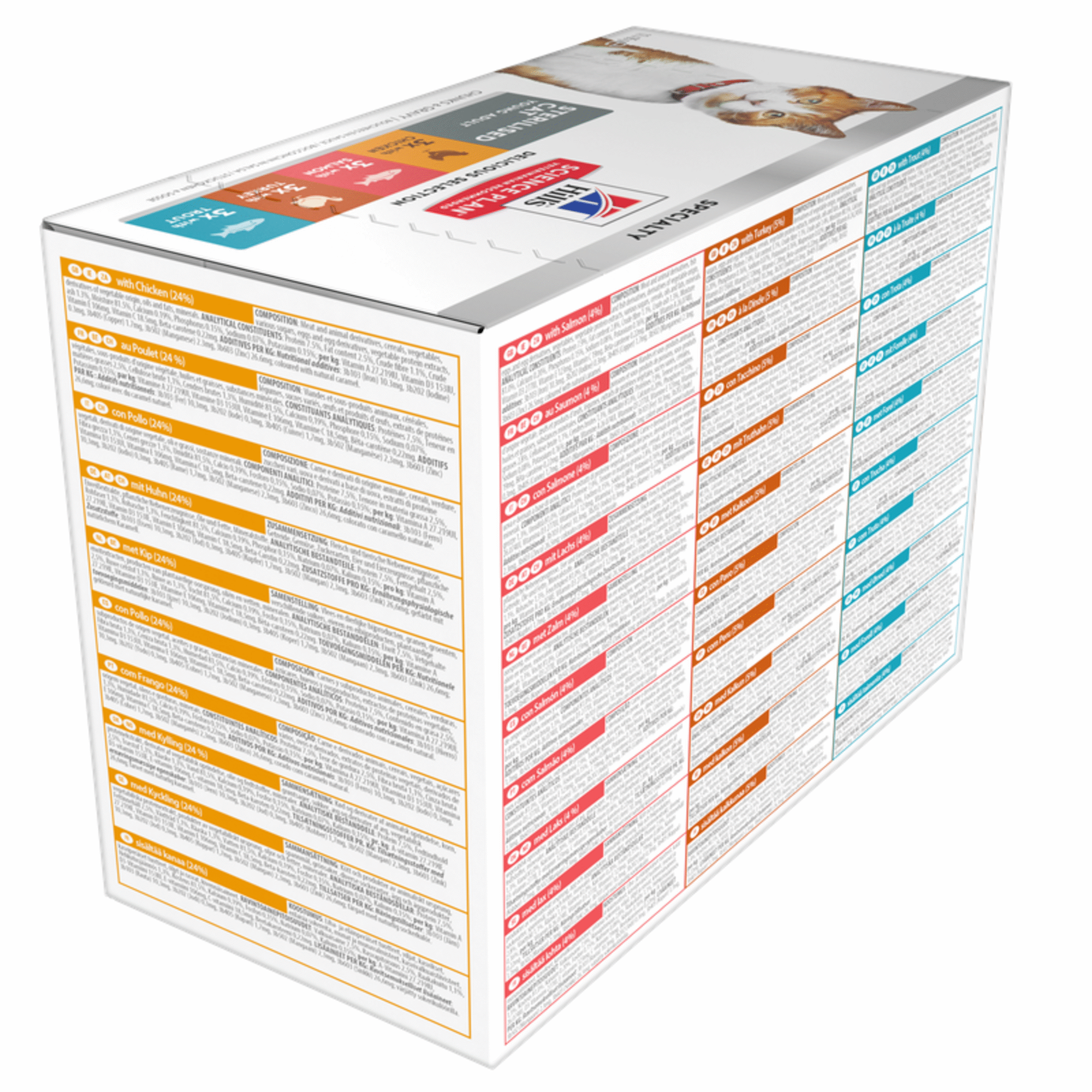 Comida Húmida para Gato Esterilizado Science Plan Frango, Salmão, Peru e Truta