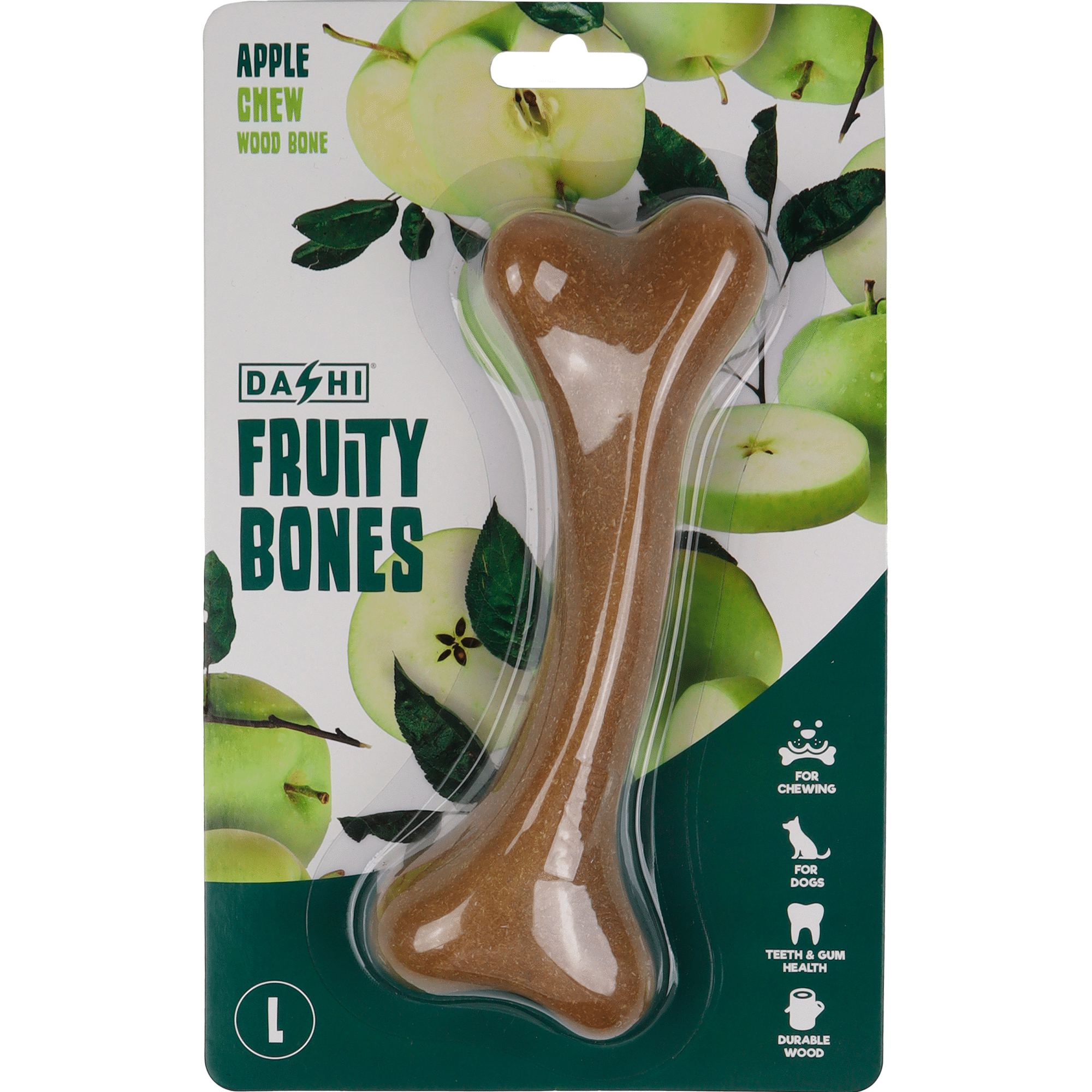 Snack para C&atilde;o Osso Mordedor Madeira Fruity Bone Ma&ccedil;&atilde; L