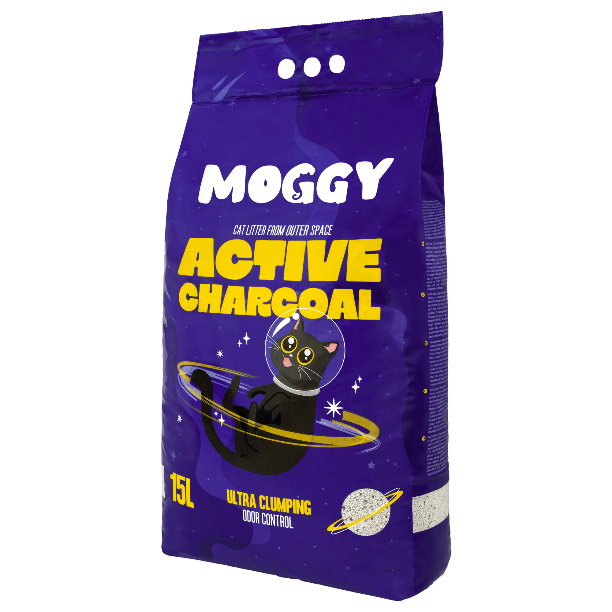 Areia Absorvente Aglomerante Active Charcoal Moggy