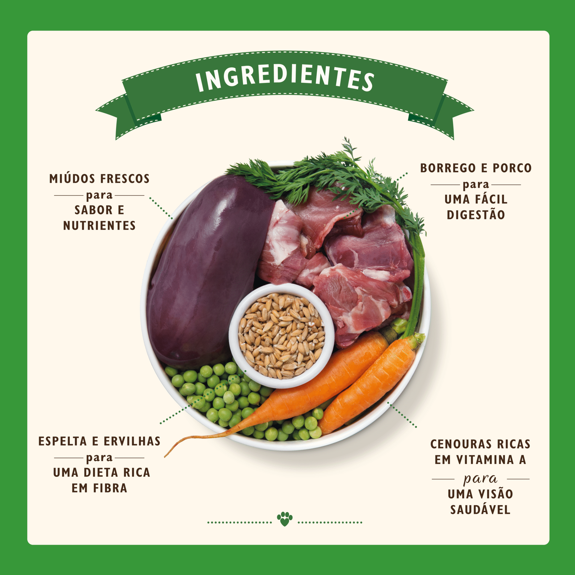 Comida Húmida para Cão Organic Cordeiro com Cenouras e Ervilhas